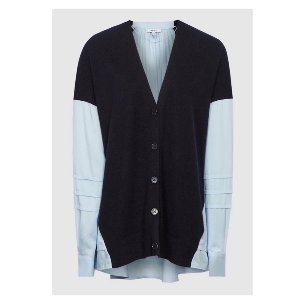 New! REISS London Addison Color Block Relaxed Hybrid Cardigan